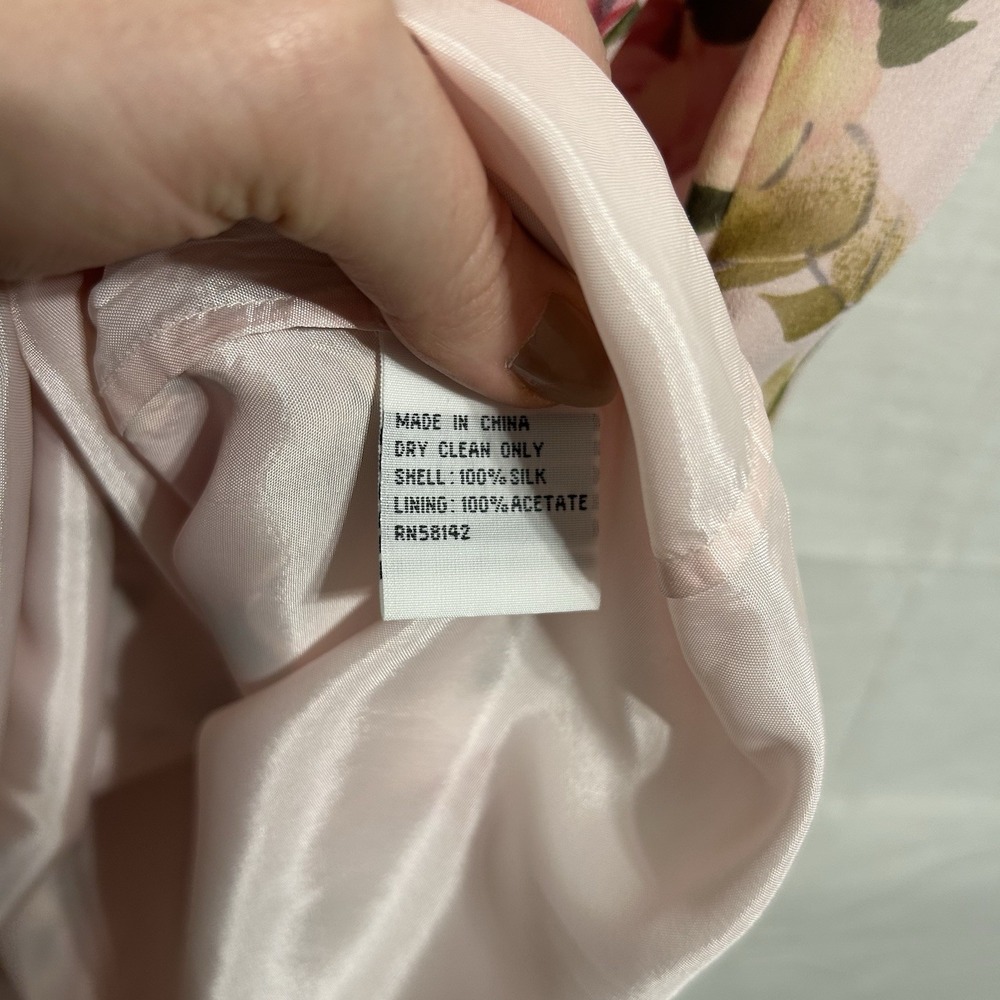 Talbots Vintage Pure Silk Sheath Dress‎ Size 12 Sleeveless Pink Floral Lined - Picture 5 of 10